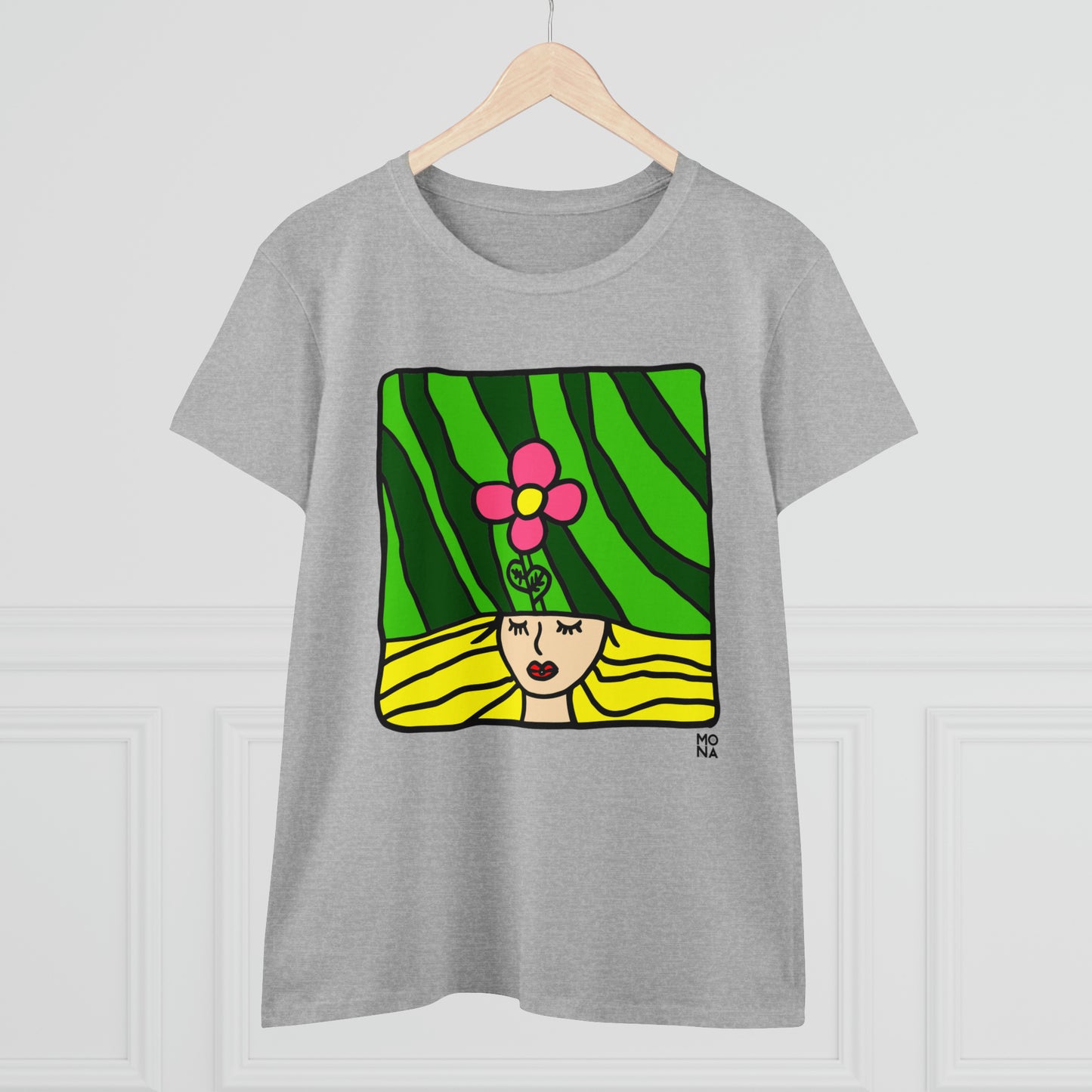Blooming Reflections: The Mindful Florals Tshirt / Women's Midweight Cotton Tee