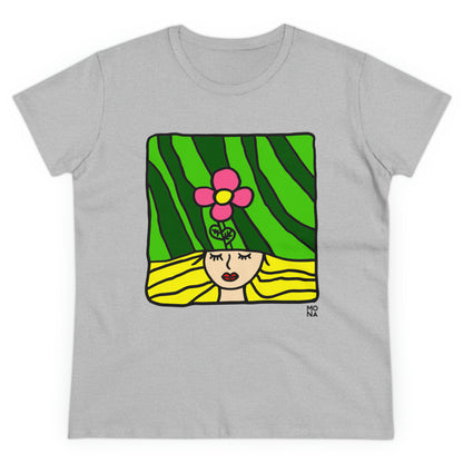 Blooming Reflections: The Mindful Florals Tshirt / Women's Midweight Cotton Tee