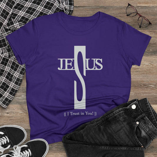 Jesus Cross Women's Cotton Tee, Jesus Christ, Unique Design Cross, religious, catholic