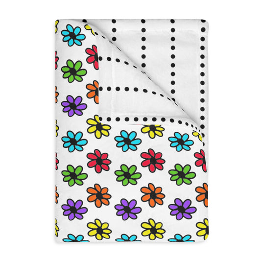 Blossom Dots: The Floral Fusion Blanket (Two-sided print)